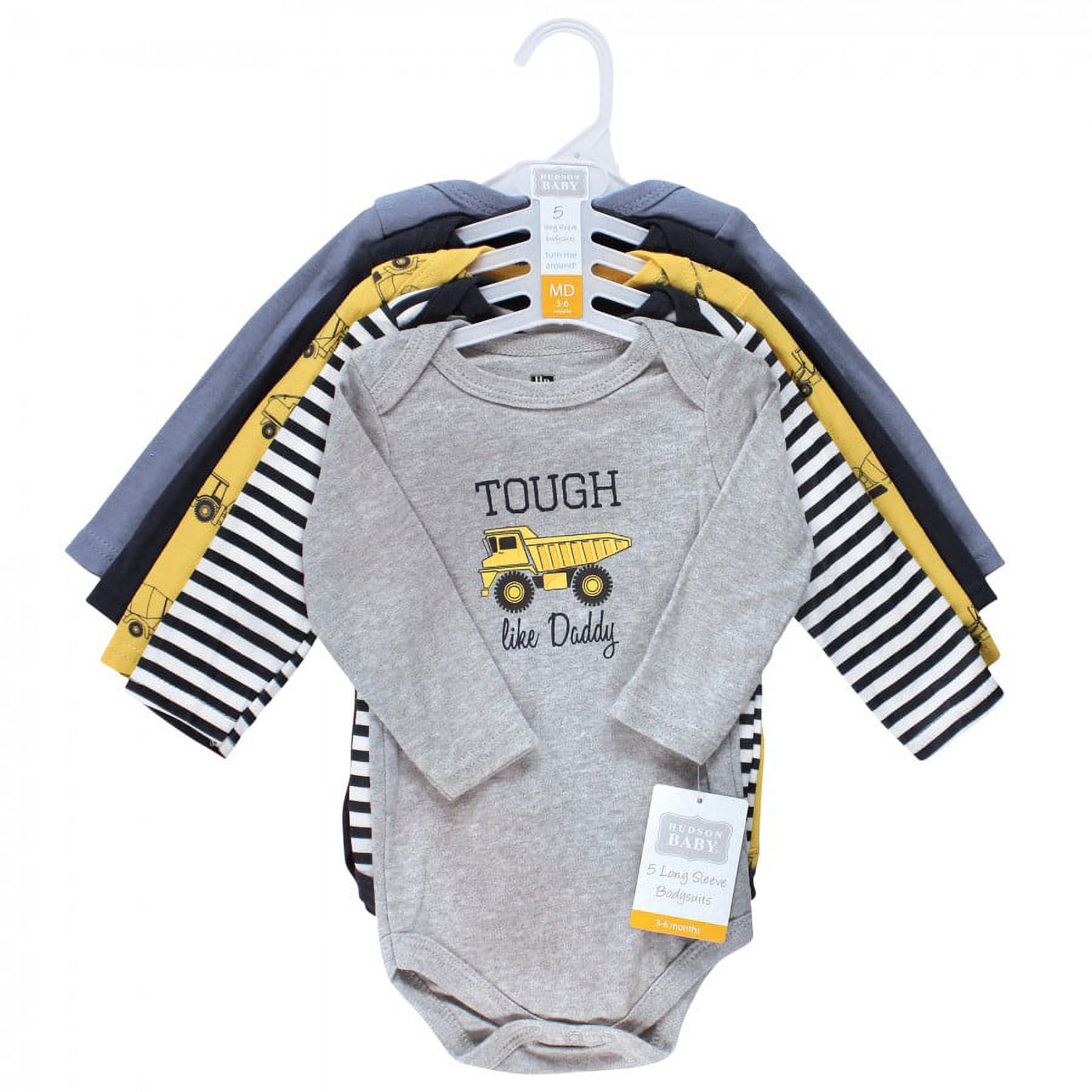 Hudson Baby Cotton Long-Sleeve Bodysuits, 5-Pack, Newborn- 24 Months