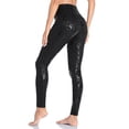 thumbnail image 4 of Women's Faux Leather Leggings Leopard Print Liquid Shine Exercise Yoga Pants, 4 of 6