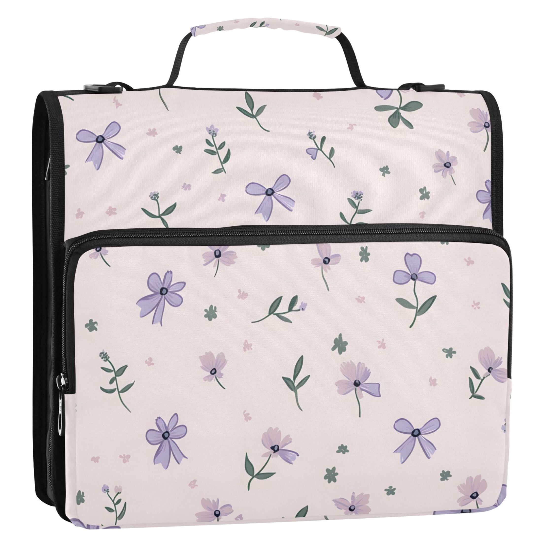 ALAZA Zipper Binder Floral Bows 3 Ring Trapper Keeper File Folder Organizer Bag