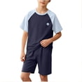 thumbnail image 2 of Amidoa Boys 2 Piece Outfits Summer Clothes Cute Printed T Shirt Graphic Short Sleeves Casual Shorts Kids Clothing Sets Blue Size 14, 2 of 6