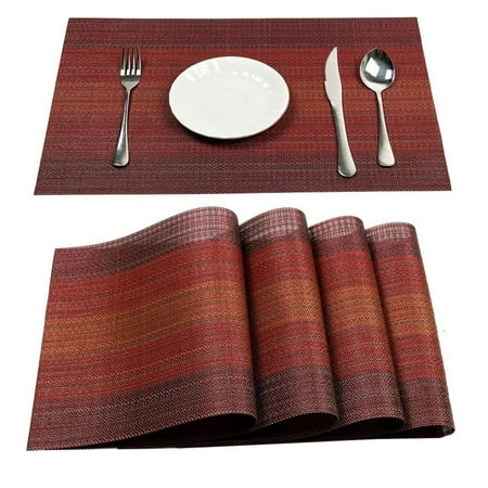 

PVC Placemats Set of 6 for Dining Table Washable Woven PVC Placemat Non-Slip Heat Resistant Kitchen Dining Table Mats