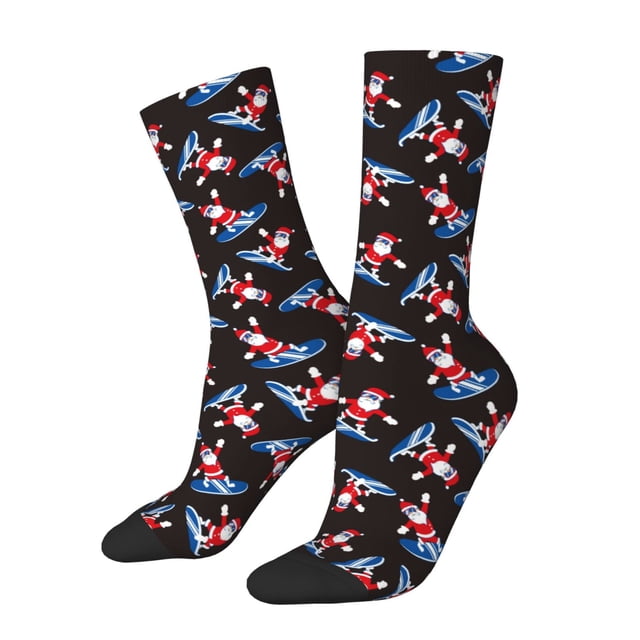 Balery Surfing Santa Calcetas Largas con Estampado para Hombre y Mujer – Suaves y Transpirables, Talla Única (US 5-11)
