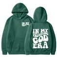 thumbnail image 4 of PMVFHDE Hoodies for Men Winter Solid Color Casual Loose Fit Letter Print Long Sleeve Pullover Hooded Sweatshirt for Daily Wear Dark Green,M, 4 of 6