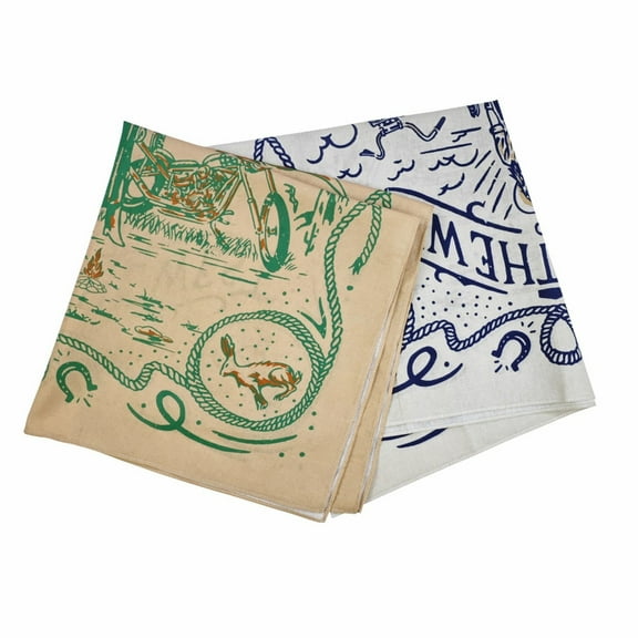 Necvior Western Pattern Bandannas 2PCS Fashion Square Kerchief Motorcycling Headscarf Street Dance Headwrap Multiuse Bandanas