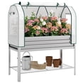 thumbnail image 2 of Outsunny Galvanised Raised Garden Bed with Greenhouse Cover, Metal Elevated Garden Bed with Bed Liner and Bottom Shelf, Silver, 2 of 9