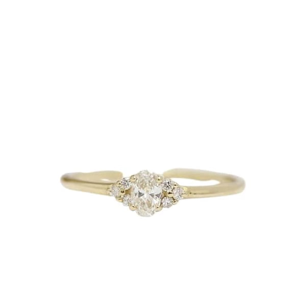 HeartsAndYou 1.2ct Oval Cut Moissanite Engagement Ring for Women Petite Minimalist 18k Yellow Gold Over Silver