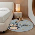 thumbnail image 2 of Round Rugs 7Ft, Blue Penguins Christmas Round Area Rug Washable Indoor Throw Carpet, Xmas Winter Snowflake Let Snow Large Non Slip Circle Rug for Dining Room Playroom Home Decor Aesthetic, 2 of 8