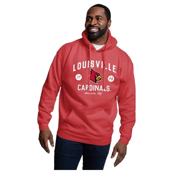 Men's-League Collegiate Wear Red Louisville Cardinals Essentials 2.0 Fleece Pullover Hoodie