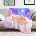 thumbnail image 4 of Cat Print Flannel Blanket Novelty Pattern Nap Blanket Sofa Room Office Soft Throw Blanket Outdoor Camping Warm Blanket, 4 of 4