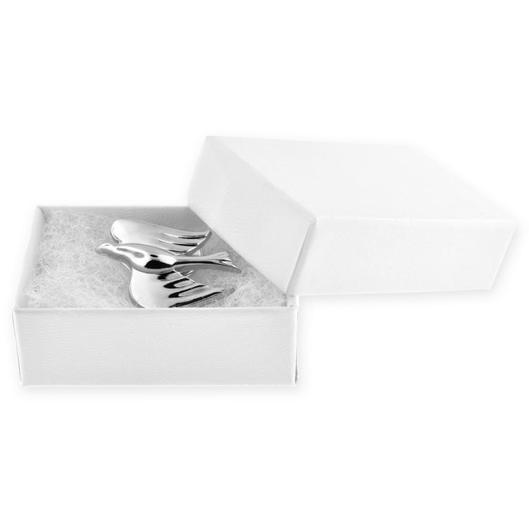 White Swirled Cotton Filled Small Jewelry Gift Box - 10 Pack