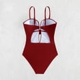 thumbnail image 5 of Iugvhana Women's Cut Out Swimsuit One Piece Tummy Control Bathing Suits Deep V Neck Cross Wrap Spaghetti Strap Backless Slimming Swimwear Wine XL, 5 of 9