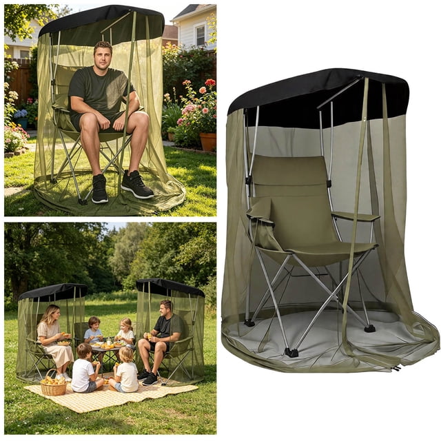 Tong Portable Net For Camping Outdoor Net Sey With Zipper Opening Mesh Netting For Camping Outdoors Excluding Chair 1pc