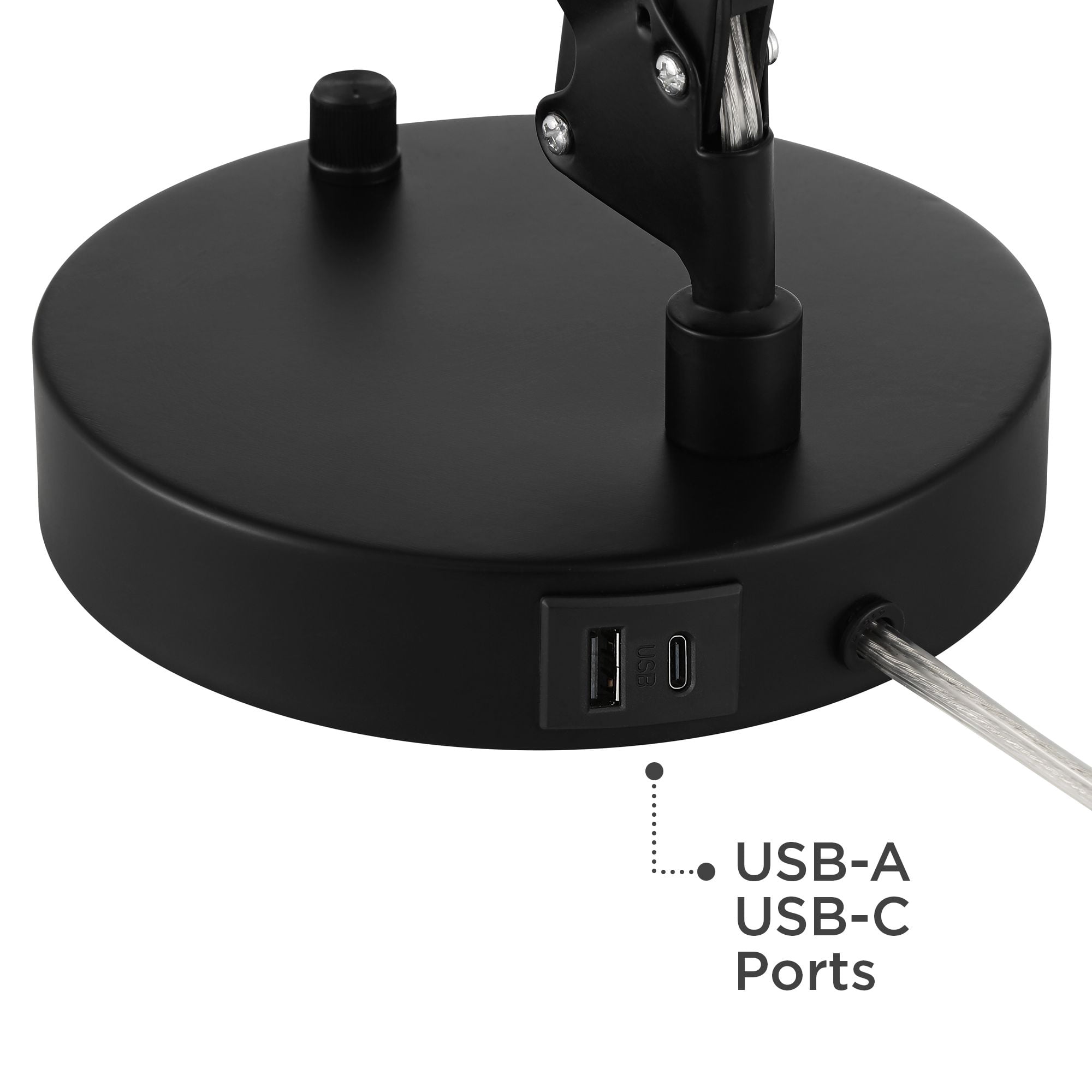 360 Lighting Wyatt 25" High Modern Desk Lamp USB Port Architect Adjustable Height Black Finish Metal Single Home Office Charging