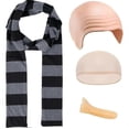 thumbnail image 1 of Minions Role-Playing Costume Set with Bald Cap, Scarf, and Fake Nose Halloween Party Accessory Set, 1 of 5