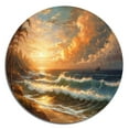 thumbnail image 2 of Designart "Seaside Serenity Orange Green III" Beach Metal Round Wall Art, 2 of 5
