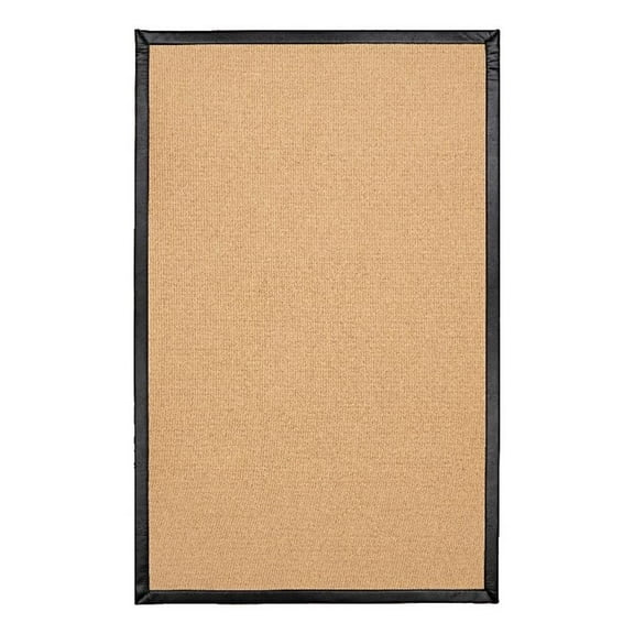 Linon Empire Machine Tufted Wool 5'x8' Rug in Sisal and Black Leather