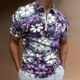 thumbnail image 2 of Grunge Graphic Flower Pattern Men Zipper T-shirt Summer Casual Short Sleeve T-shirt Top, 2 of 7