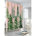 thumbnail image 3 of Christmas Tree Shower Curtain Set ，Waterproof Fabric Shower Curtains Winter Xmas Pine Tree Forest Snowflakes Pink Shower Curtains for Bathroom,Bathroom Decor 54x"78", 3 of 6