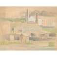 thumbnail image 2 of Zygmunt Waliszewski 14x12 Black Ornate Wood Framed Double Matted Museum Art Print Titled: Sketch of a City Landscape (1917 - 1936), 2 of 5