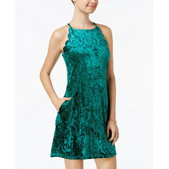 BCX Juniors' Scalloped Velvet Dress (Teal, XL)