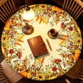 thumbnail image 4 of Fall & Thanksgiving Round Tablecloth, 47.3" Holiday Autumn Pumpkin Sunflower Orange Table Cloth, Farmhouse Waterproof Wipeable Fabric Table Cover for Outdoor Camping Home Party Decor, 4 of 7