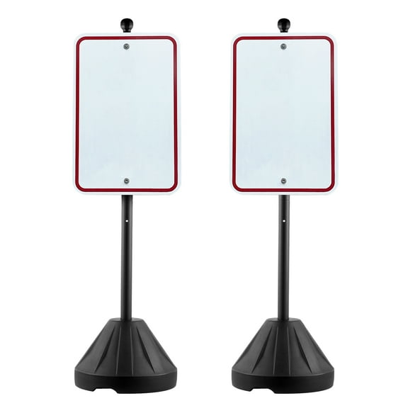 VEVOR Portable Sign Post, 5 ft Cast Iron Sign Post Holder with Hard Plastic Base & Wheels, Movable Parking Sign Stand for No Parking Street Signs, Handicap Parking Sign, with Base, Bolts Nuts, Black