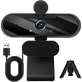 thumbnail image 1 of USB HD 1080P Video Webcam and Wide Angle Camera with Built-in Microphone and Rotatable Tripod,for Laptop Computer or Desktop PC,Great for Live Streaming.Calls.Video Conferencing(Black), 1 of 7