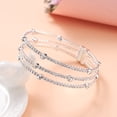 thumbnail image 4 of Pulsera elástica de cristal con adorno de mano para mujer, brazalete abierto (plata), 4 of 8