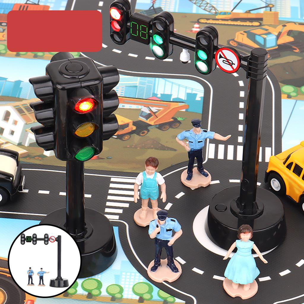 2 pc Simulation Electric Traffic Light Lamp with Base ，5 inches Great for Traffic Education Cake Decoration Childrens Games Black Traffic Scene simulationtoy Toy 