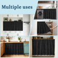 thumbnail image 6 of Minimalist Solid Color Under Sink Curtain for Closet, Privacy Short Cabinet Curtains, Abstract Woven Texture Vintage Black Self Adhesive RV/Open Cabinet Skirt Adds Bathroom Storage 11"x13", 6 of 8