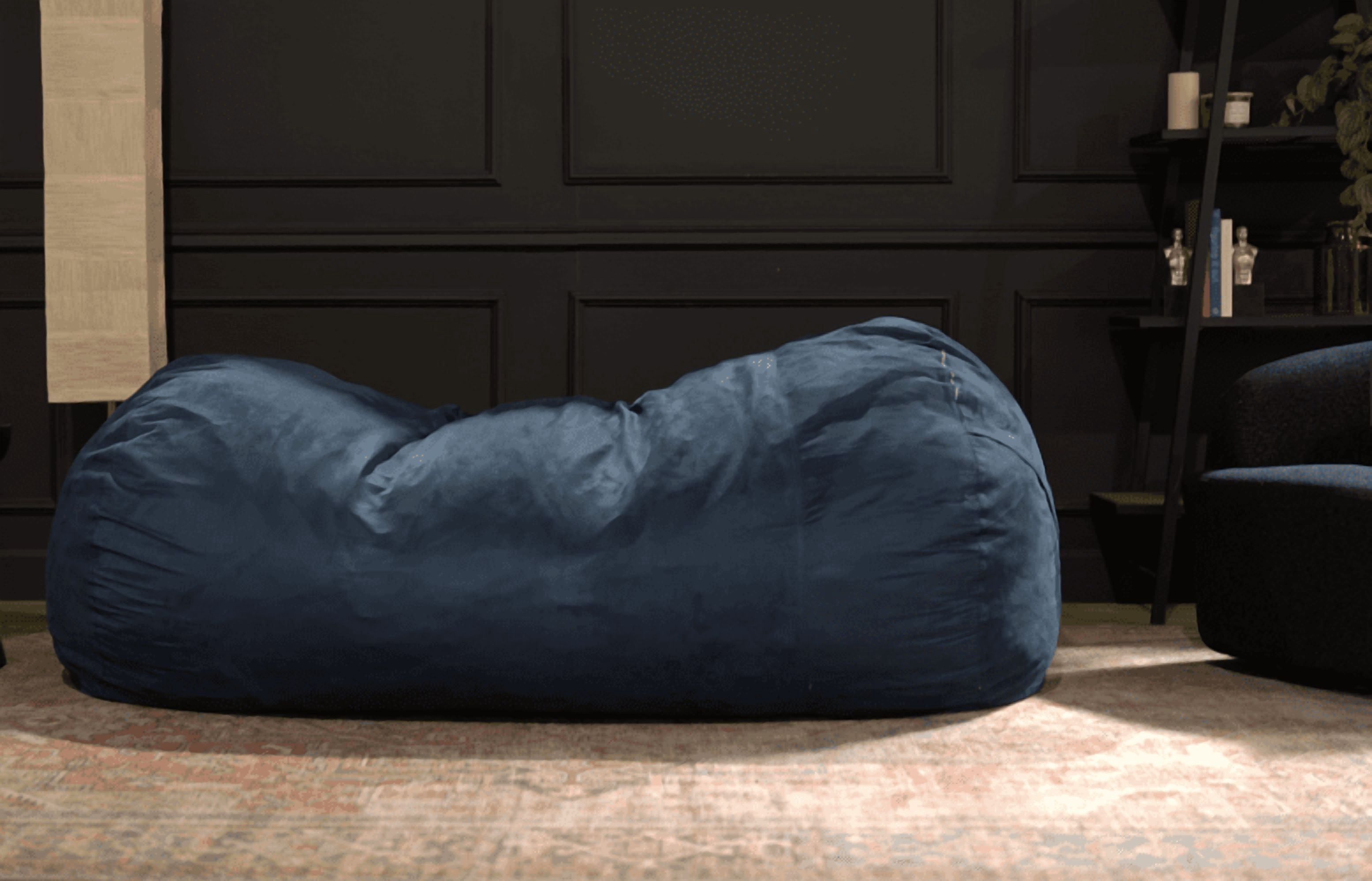 Yoneston 8ft Cylindrical Bean Bag, Soft Plush Bean Bag with Removable Washable Cover & High-Density Foam Filled for Kids Adults Bedroom Living Room, Blue