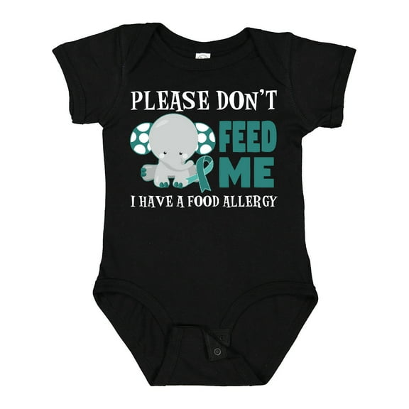 Inktastic Please Dont Feed Me I Have a Food Allergy with Elephant and Ribbon Boys or Girls Baby Bodysuit