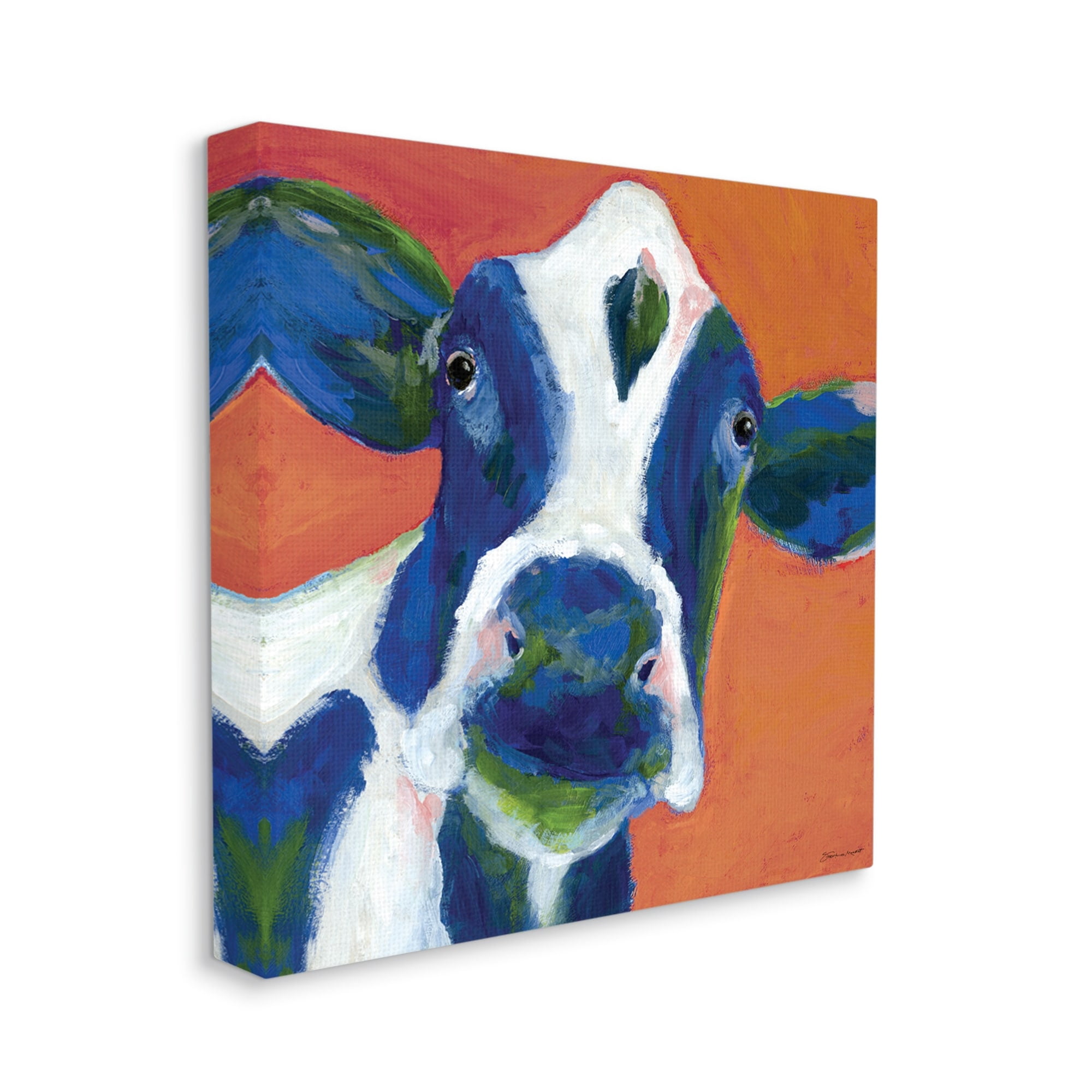 Stupell Industries Bold Blue Dairy Cow Fun Abstract Farm Animal, 30 x 30, Design by Stephanie Workman Marrott