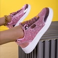 thumbnail image 6 of Women's Sequin Round Toe Platform Fashion Sneakers Casual Lace Up Glitter Bling Comfortable Walking Tennis Shoes Bedazzled Bride Wedding Party Trendy Shoes, 6 of 8