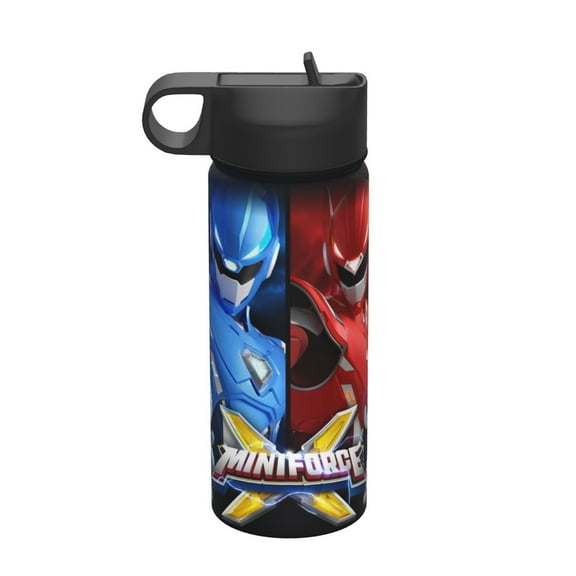 Miniforce Kids Insulated Water Bottle With Straw - 18 Oz Stainless Steel Double Wall Vacuum Cup, Leakproof, Bpa Free, Suitable For Boys And Girls