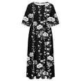 thumbnail image 4 of asdoklhq Boho Dress Floral Dress for Women Summer Casual Round Neck Short Sleeve Zipper Folding Floral Printed Dresses Multicolor XL, 4 of 5