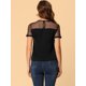 thumbnail image 5 of INSPIRE CHIC Blusa De Lunares De Manga Corta Con Cuello Redondo Y Panel De Malla Para Mujer Negro XL, 5 of 6