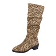 thumbnail image 2 of EKVAHL Women's Slouch Knee High Boots, Faux Suede Ruched Design Low Block Heel Tall Boots, Wide Calf Fall Winter Casual Daily Boots Multicolor, 2 of 6