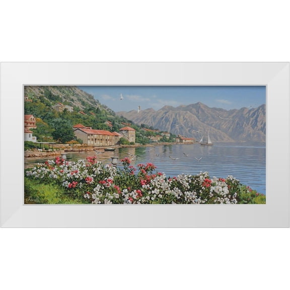 Adamov, Alexey 18x11 White Modern Wood Framed Museum Art Print Titled - Kotor Bay