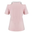 thumbnail image 5 of Moda Mujer Verano Cuello en V Manga corta Hombro frío Blusa Camiseta Causal Impresión Tops Fridja  bn7892, 5 of 5