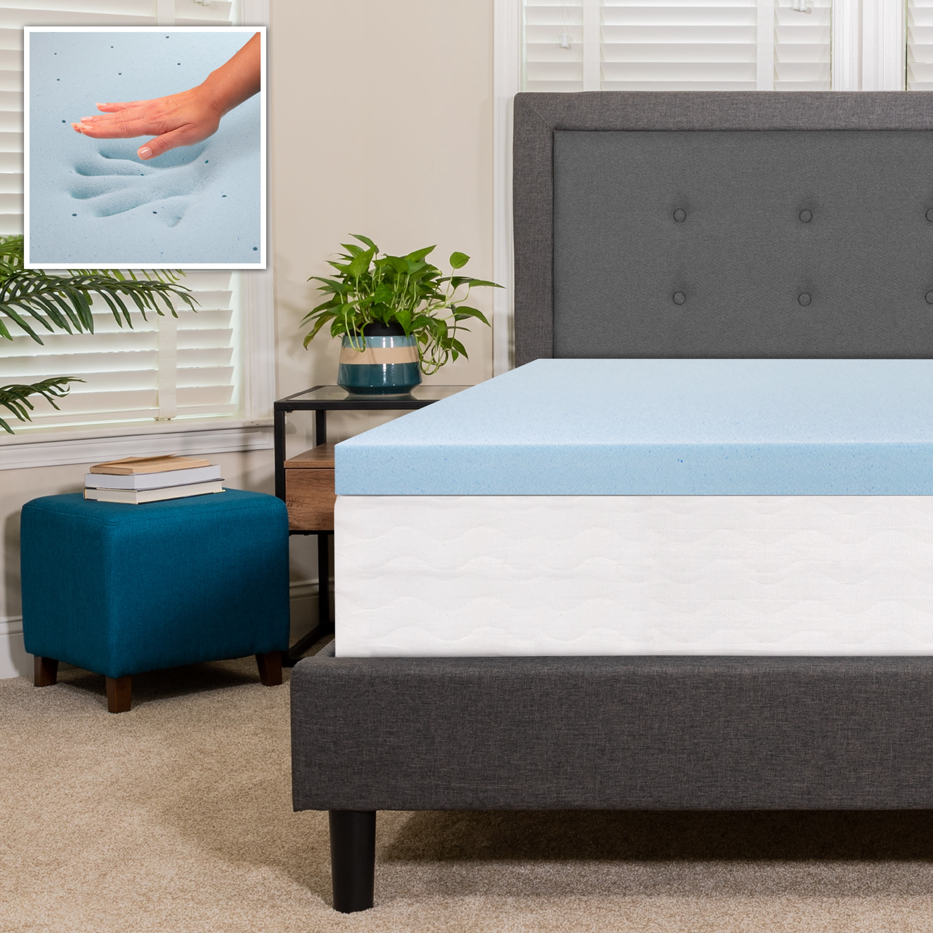 Emma + Oliver 3" Gel Infused Cooling Memory Foam Mattress Topper, CertiPUR-US Certified Memory Foam- Twin