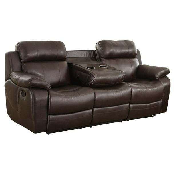 Lexicon Marille Double Reclining Sofa, Black Leather Reclining Sofa With Cup Holders