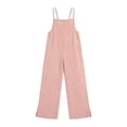 thumbnail image 7 of Miluxas Women's Sleeveless Spaghetti Strap Jumpsuit Casual Wide Leg Split Hem One Piece Outfit with Pockets Pink, 7 of 7