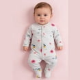 thumbnail image 2 of Bellafa Infant Baby Girls' Footed Jumpsuit One-Piece Button Snap Newborn Casual Cotton Romper Onesies 0-12M Long Sleeve Coming Home Bodysuit, 2 of 7