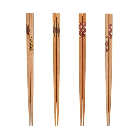 

4 Pairs of Japanese Style Wood Chopsticks Home Use Chopsticks (Assorted Color)