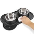 thumbnail image 5 of Hisdou Pet Dog Cat Bowls,[2 Pack] Non Spill Stainless Steel Pet Bowls With Mat,Stainless Steel Double Bowls Food Water Bowl Set|1200ML, 5 of 6