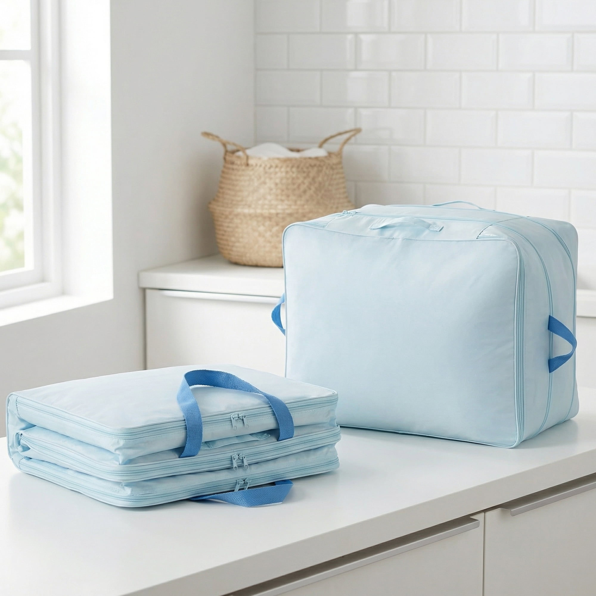 Unique Bargains Clothes Storage Bags for Organizing Bedroom Light Blue 19.7"x15.7"x11.8"