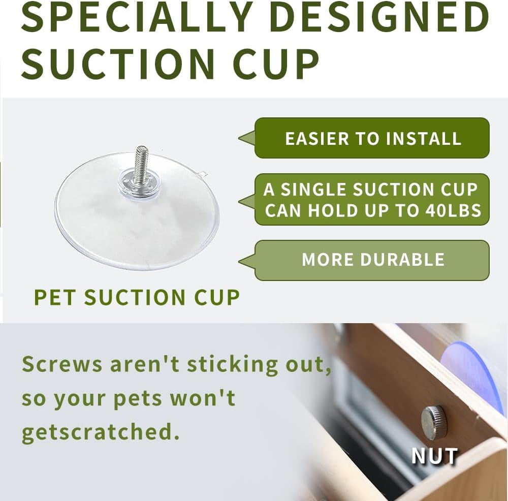 47in  Tree Tower with Window Perch and Suction Cups for Large Cats and Kittens - Sturdy Wood Scratching Post Indoor Furniture