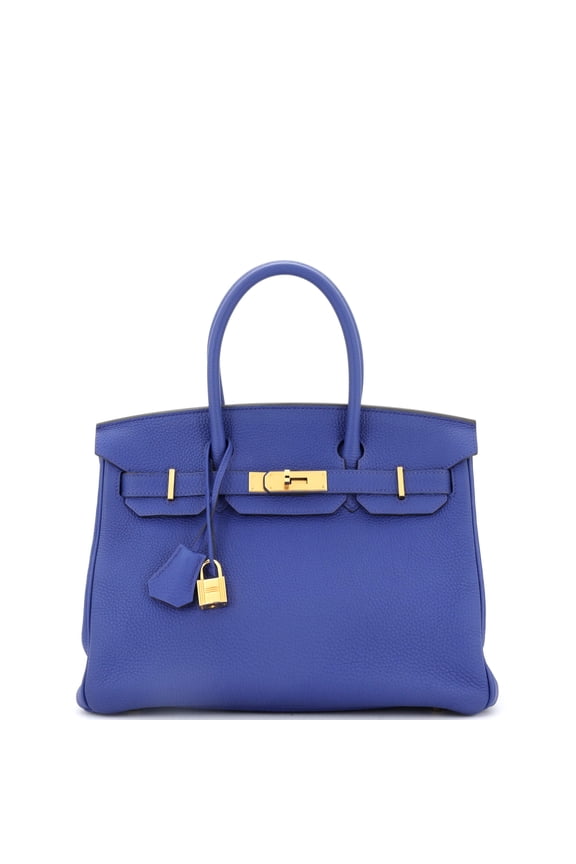 Pre-Owned Birkin Handbag Bleu Royal Togo with Gold Hardware 30 By Rebag