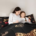 thumbnail image 5 of Erosebridal Leopard Print Bowknot 7-Piece Twin Bedding Sets,Red Cute Cherry Bedding Comforter Set For Kids Girls,Reversible black, 5 of 7